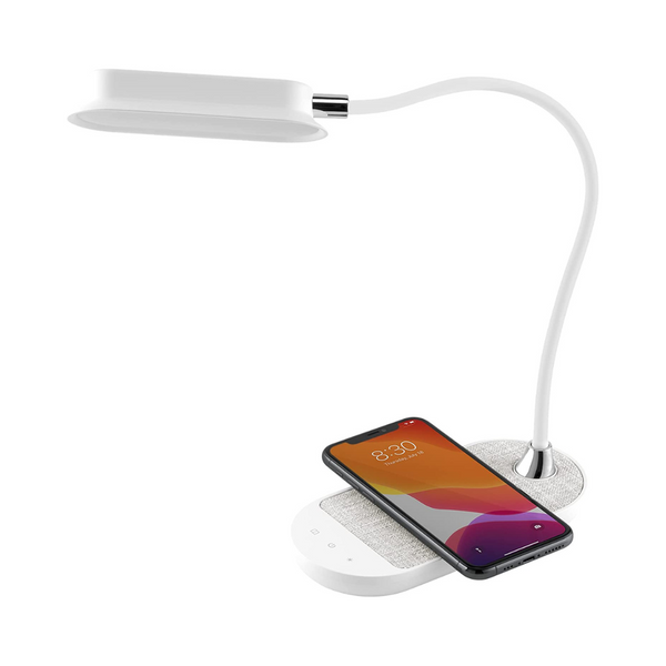 Lámpara de escritorio LED regulable con cuello de cisne flexible MOMAX y cargador inalámbrico