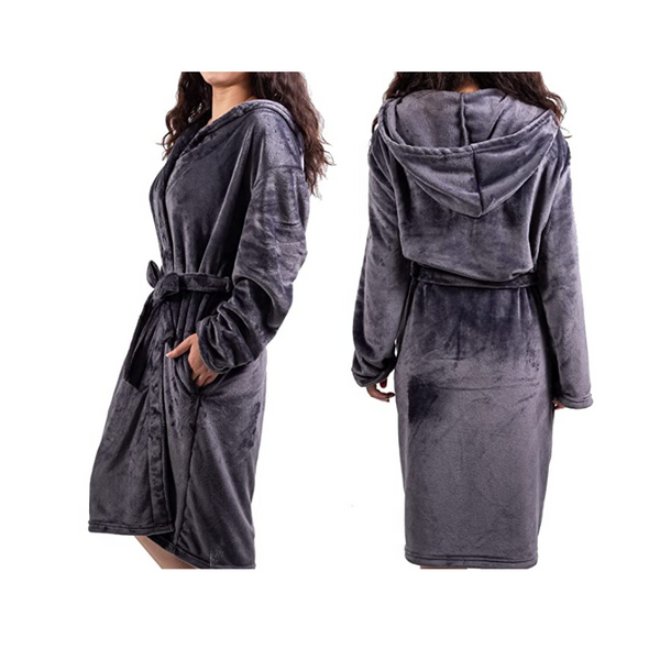 Women's Flannel Fleece Long Robe with Hood (2 Colors)
