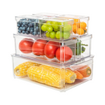7-Pack Stackable Refrigerator Organizer Bins with Lids