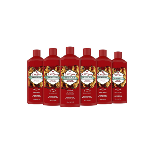 6 Bottles of Old Spice Bearglove 2in1 Shampoo and Conditioner
