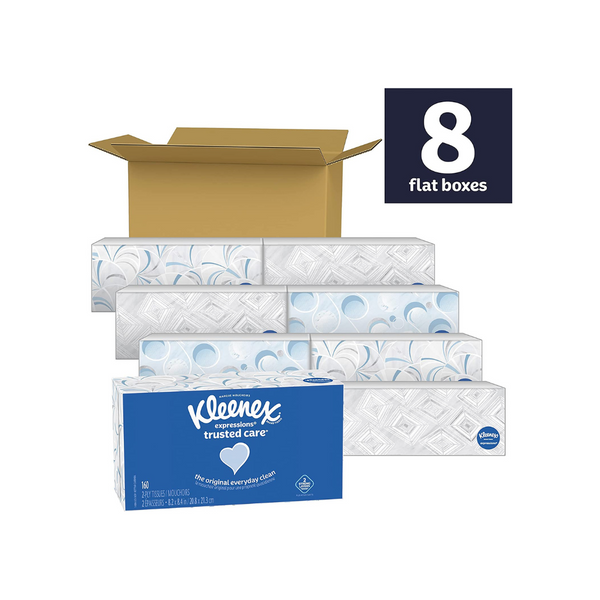 Kleenex Trusted Care Tissues, 8 Boxes, (160 Tissues Per Box)