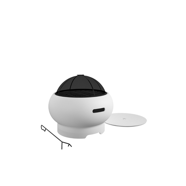 Novogratz 27″ Round Wood Bright White Finish Ceramic and Steel Fire Pit