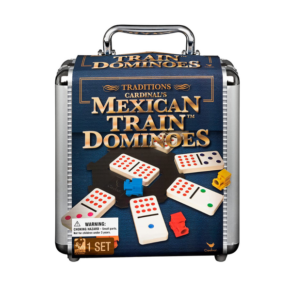 Mexican Train Dominoes Set Tile Board Game In Aluminum Carry Case