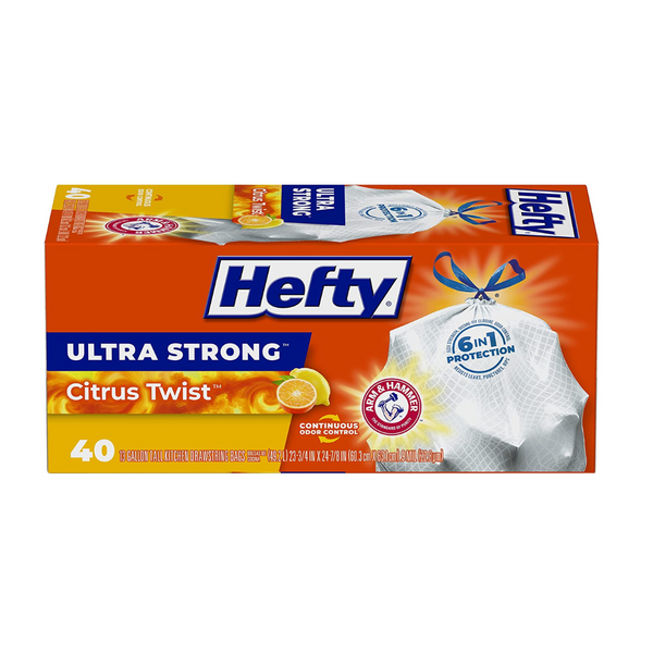 40-Ct Hefty Ultra Strong Tall 13-Gallon Kitchen Trash Bags