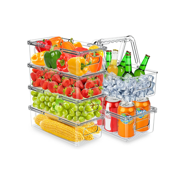 6-Pack Refrigerator Organizer Bins Stackable