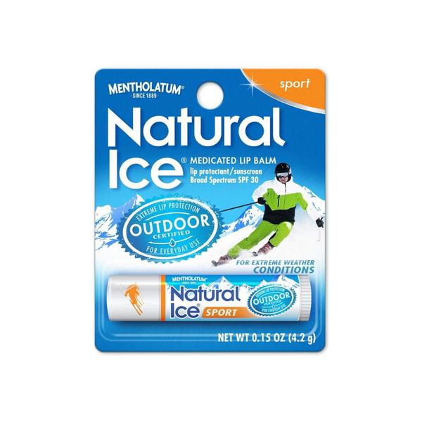 12 Pack Of Mentholatum Natural Ice Sport Broad Spectrum SPF 30 Medicated Lip Balm