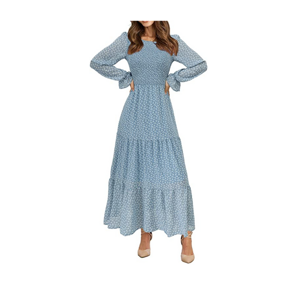 Vestidos largos informales de manga larga con cuello redondo para mujer (10 colores)
