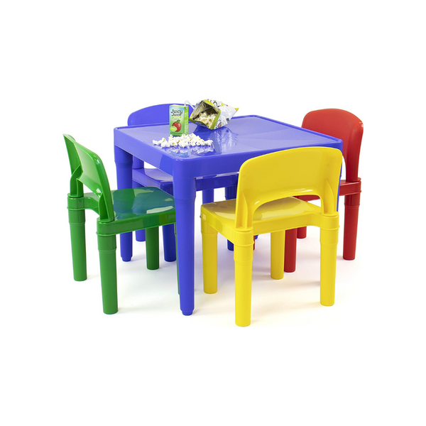 Kids Lightweight Plastic Table & 4 Chairs Set