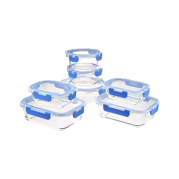 Set Of 14 Amazon Basics Glass Food Storage Containers With Locking Lid