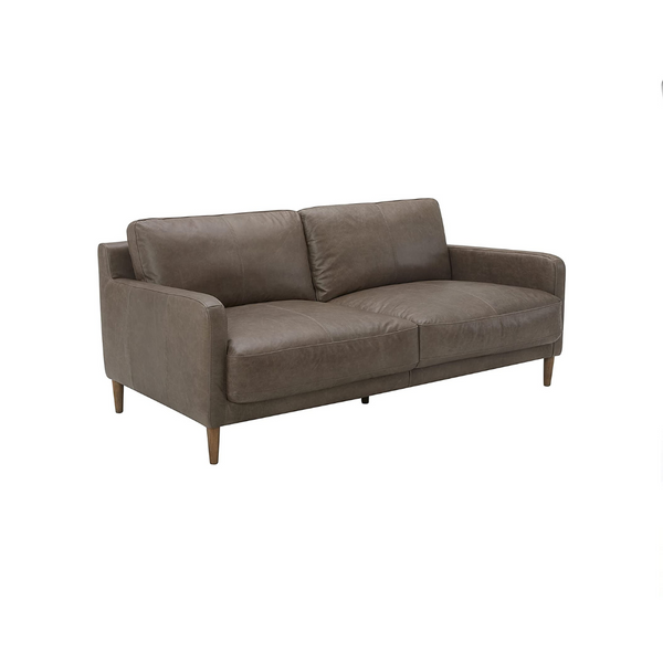Rivet Modern Deep Leather Sofa Couch with Wood Feet (72"W)