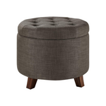 Upholstered Tufted Storage Ottoman Footstool (Dark Gray)
