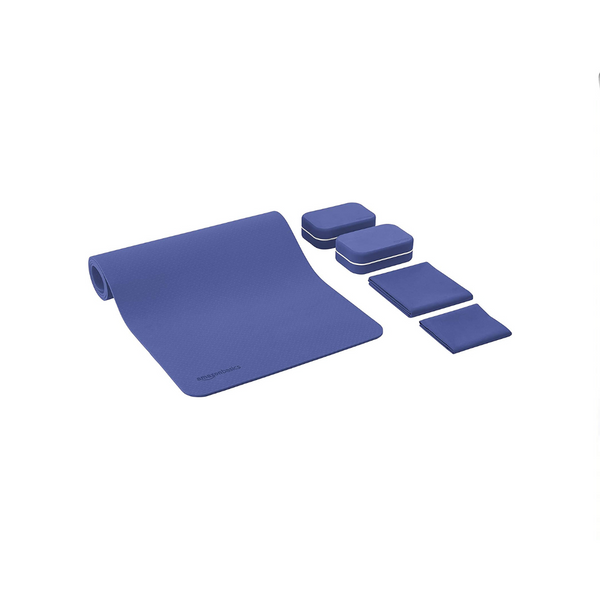 Amazon Basics 1/4-Inch Thick TPE 6-Piece Yoga Set with Mat