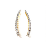 Gorgeous Curved Bar Diamond Ear Crawlers Earring In 14K Gold