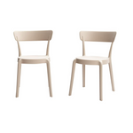 Set Of 2 Beige Armless Premium Plastic Bistro Dining Chairs