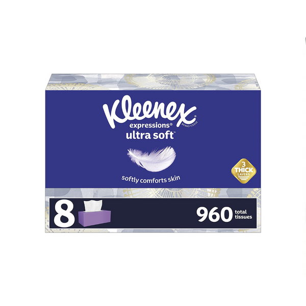 8 cajas de pañuelos faciales ultra suaves Kleenex Expressions