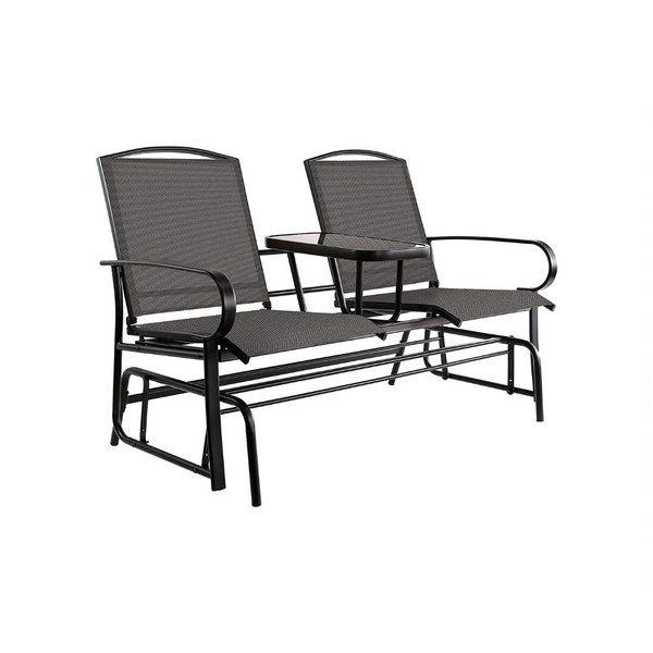 Amazon Basics 2Person Patio Glider Chair with Tempered Glass Table