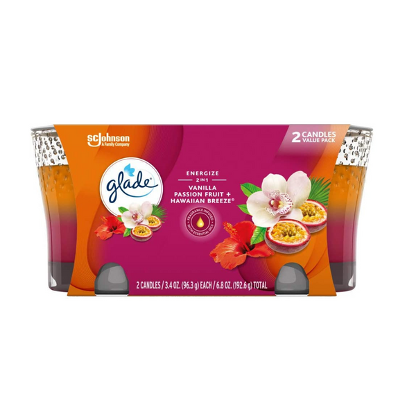 4 tarros de velas Glade Hawaiian Breeze y vainilla y maracuyá