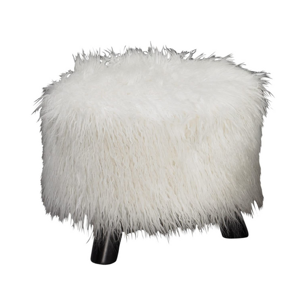 Linon Flokati Foot, 16-Inch, White Stool