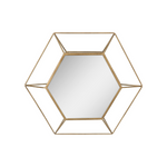 Stonebriar Espejo de pared colgante con marco de metal hexagonal, decorativo, dorado antiguo, 24 pulgadas
