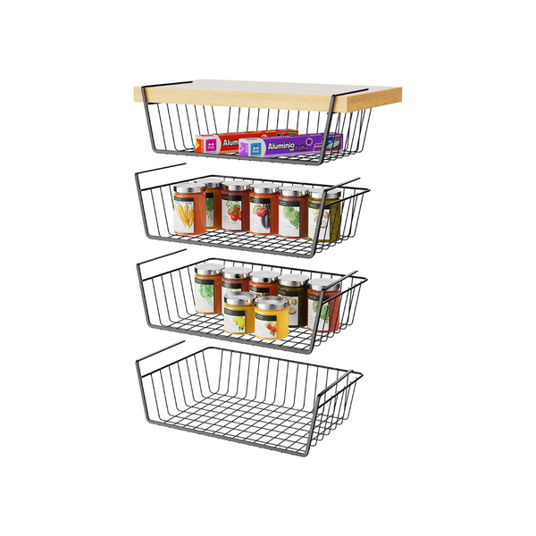 4-Pack Veckle Under Shelf Metal Basket Organizer