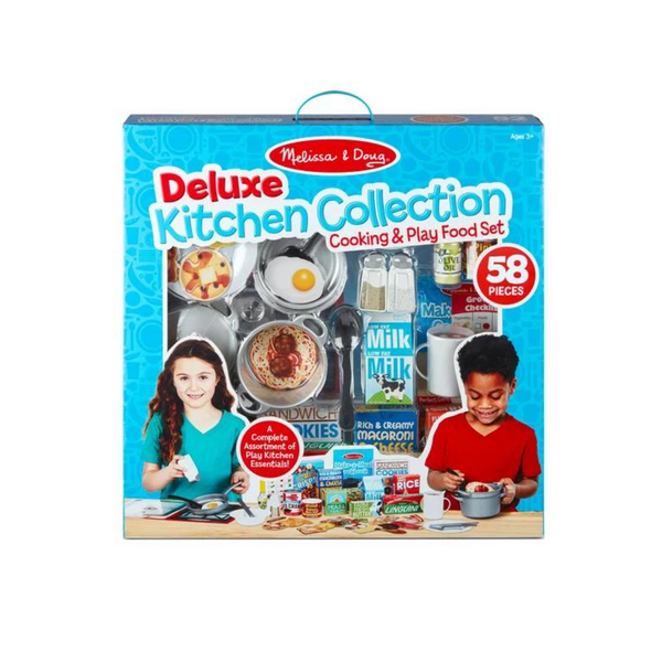 58 Piece Melissa & Doug Deluxe Kitchen Collection Cooking & Play Food Set