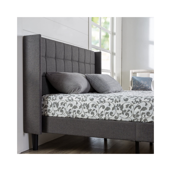 ZINUS Dori Upholstered Platform Queen Size Bed Frame With Wingback Headboard