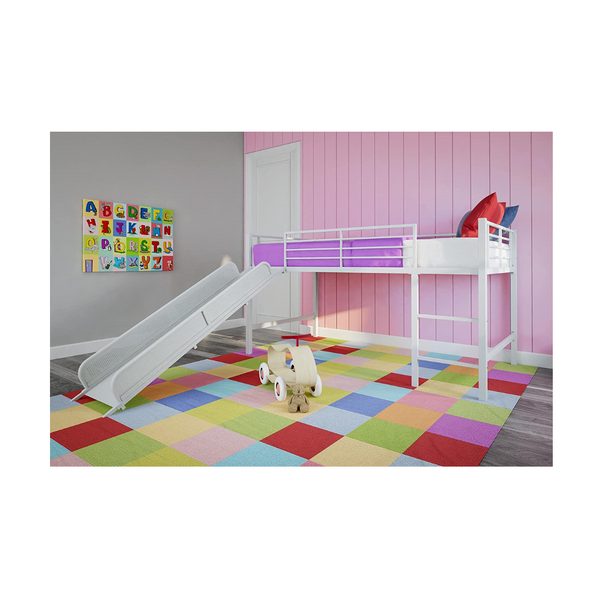 DHP Junior Twin Metal Loft Bed With Slide