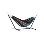 Vivere Double Cotton Hammock With Space Saving Steel Stand