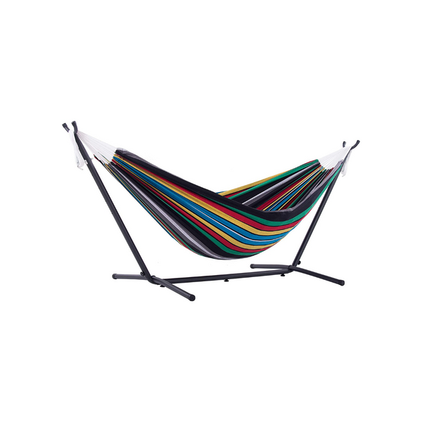 Vivere Double Cotton Hammock With Space Saving Steel Stand