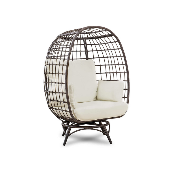 Sunjoy Cuddle - Silla giratoria de mimbre tipo huevo
