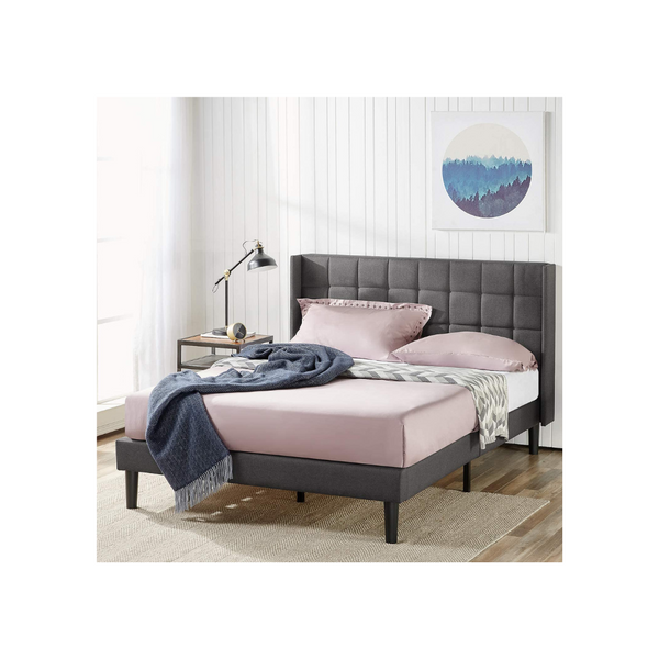 Zinus Dori Upholstered Platform Bed Frame w/ Wingback Headboard (Queen)
