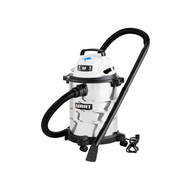 6-Gallon Hart Stainless Steel 5HP Wet/Dry Vacuum + Car Kit