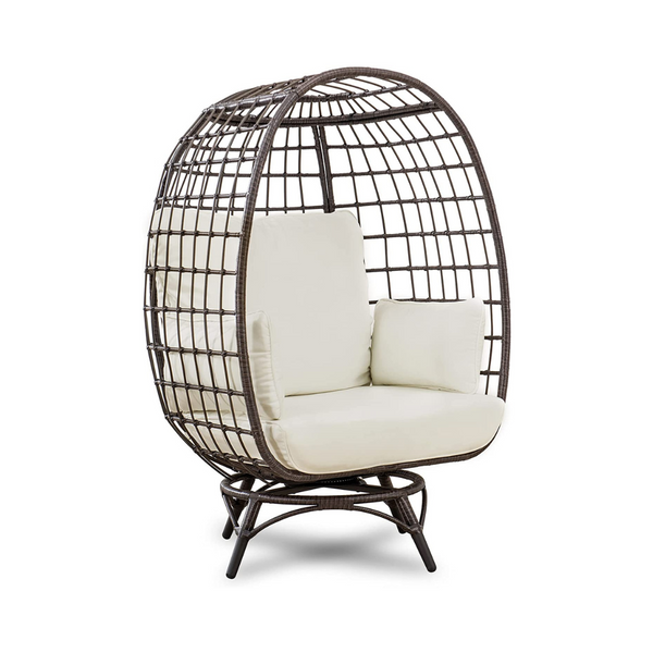 Sunjoy Cuddle Wicker Swivel Outdoor Egg Chair PzDeals