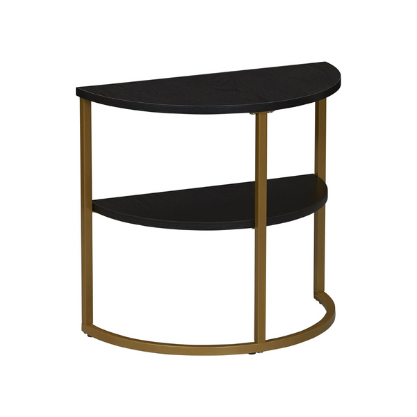 Household Essentials Black Oak Half-Moon Modern End Table