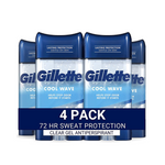 4 Pack Of Gillette Clear Gel Men’s Cool Wave Antiperspirant Deodorant