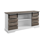 Walker Edison Moderna casa de campo con puerta corrediza de listones, mueble de madera para TV