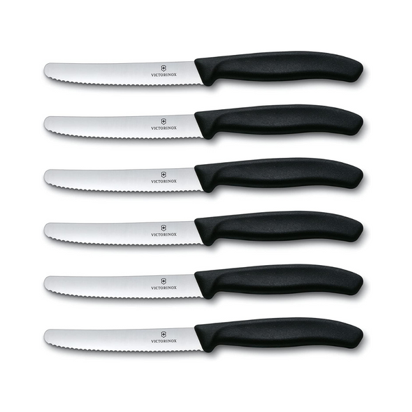 Set Of 6 Victorinox Classic Serrated Steak Knives
