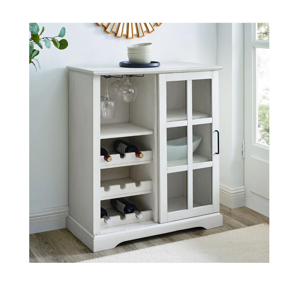 Lewes Sliding Glass Door White Bar Cabinet by Birch Harbor