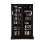 Atlantic Windowpane Media Storage Cabinet w/ Tempered Glass Pane Doors