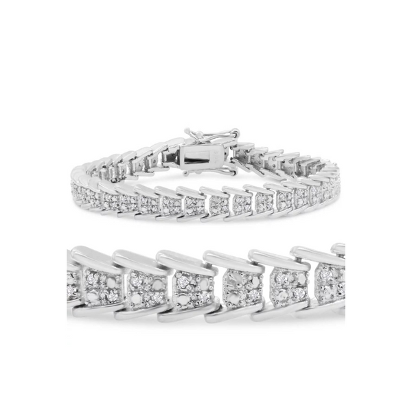 Pulsera de diamantes de 1 quilate con revestimiento de platino