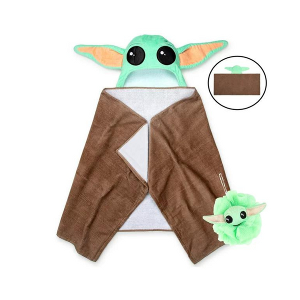 Kids' Character Hooded Bath Towel & Loofah Set
