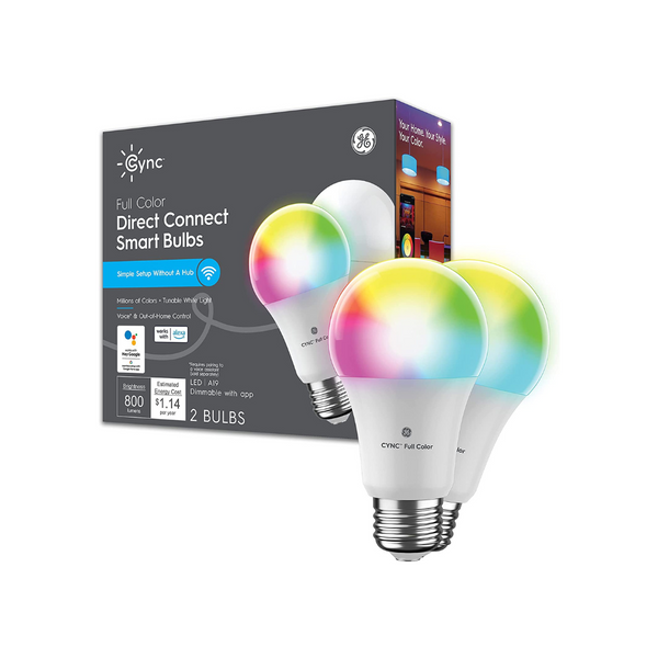 Bombillas LED inteligentes que cambian de color GE CYNC de 2 unidades