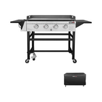 Plancha de gas Royal Gourmet de 36 ″ con superficie plana y 4 quemadores con cubierta protegida