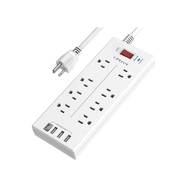 QINLIANF Power Strip Surge Protector with 8 Outlets and 4 USB Ports