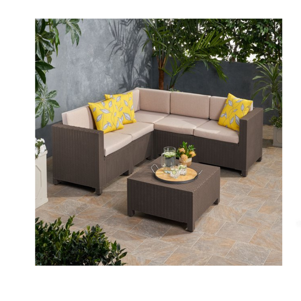 Noble House Primrose 6 Pc Outdoor Patio Sectional Set