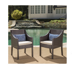 Set Of 2 Estelle Outdoor Wicker Dining Chairs with Cushions