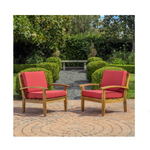 Set of 2 Noble House Aletta Outdoor Wooden Club Chairs with Cushions