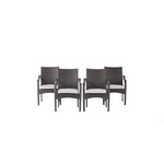 4 Grey Wicker Stacking Chairs with Cushions