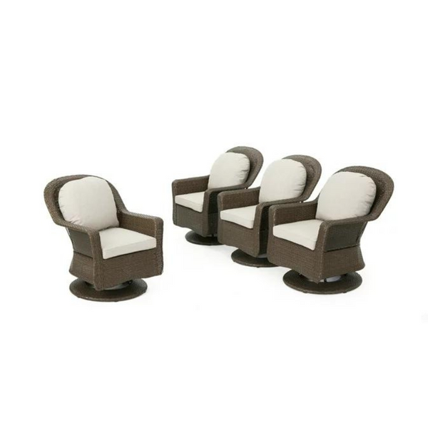 Lawrence Outdoor Wicker Swivel Club Chairs with Cushions