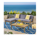 5 Piece Acacia Wood Sectional Sofa Set